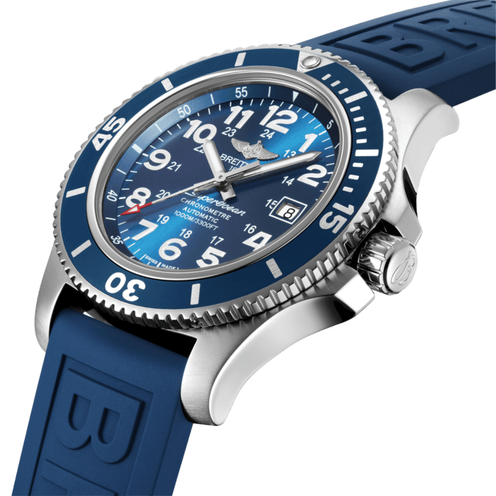 Breitling Superocean II 44mm Blue Dial Blue Rubber Strap Watch for Men - A17392D8/C910/158S/A20SS.1 Watches Breitling   