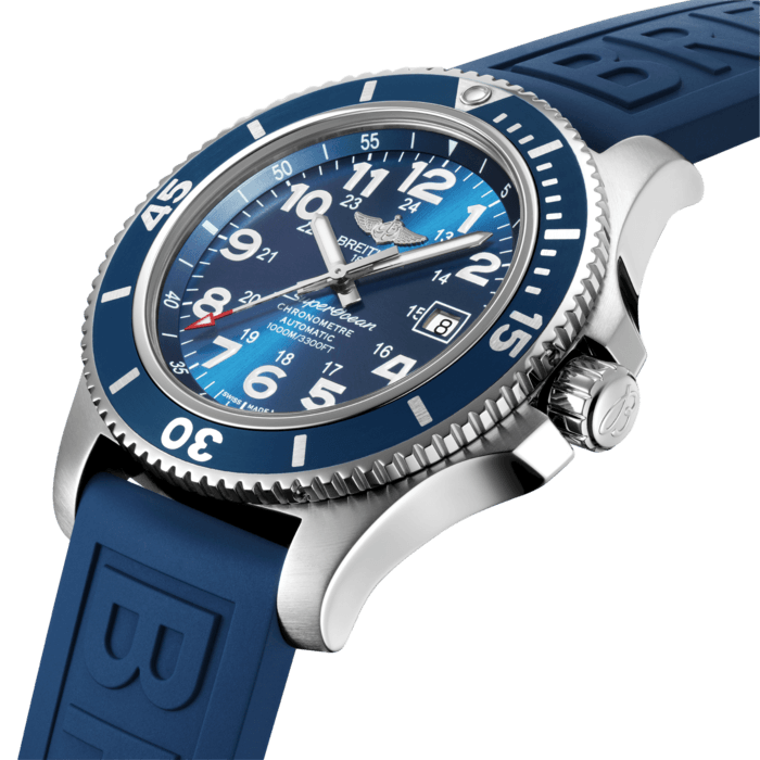 Breitling Superocean 44mm Automatic Blue Dial Blue Rubber Strap Watch for Men - A17367D81C1S2 Watches Breitling   