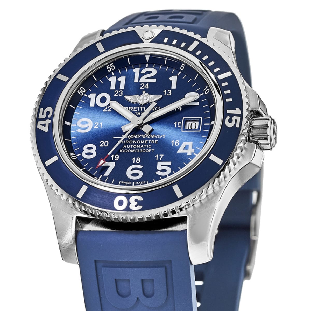 Breitling Superocean II 44mm Blue Dial Blue Rubber Strap Watch for Men - A17392D8/C910/158S/A20SS.1 Watches Breitling   