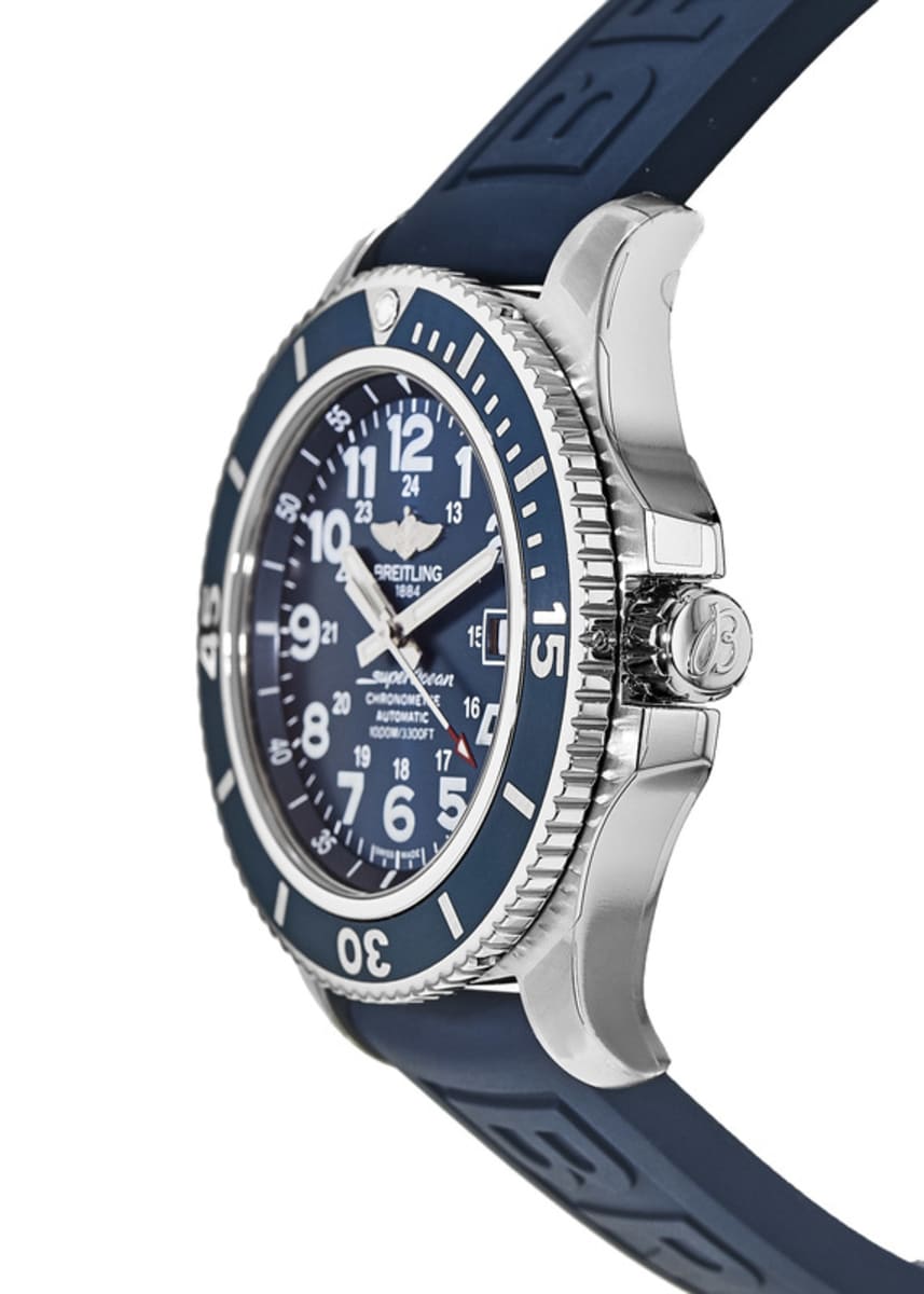 Breitling Superocean II 44mm Blue Dial Blue Rubber Strap Watch for Men - A17392D8/C910/158S/A20SS.1 Watches Breitling   