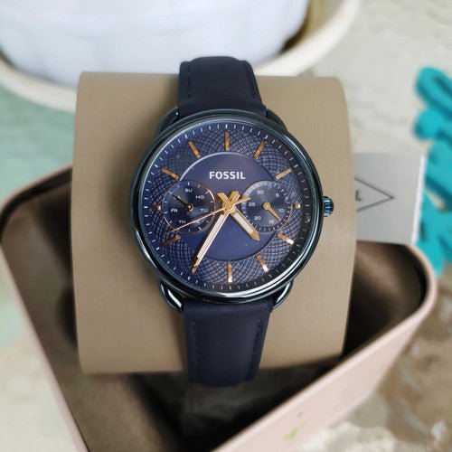 Fossil Tailor Blue Dial Blue Leather Strap Watch for Women - ES4092 Watches Fossil   