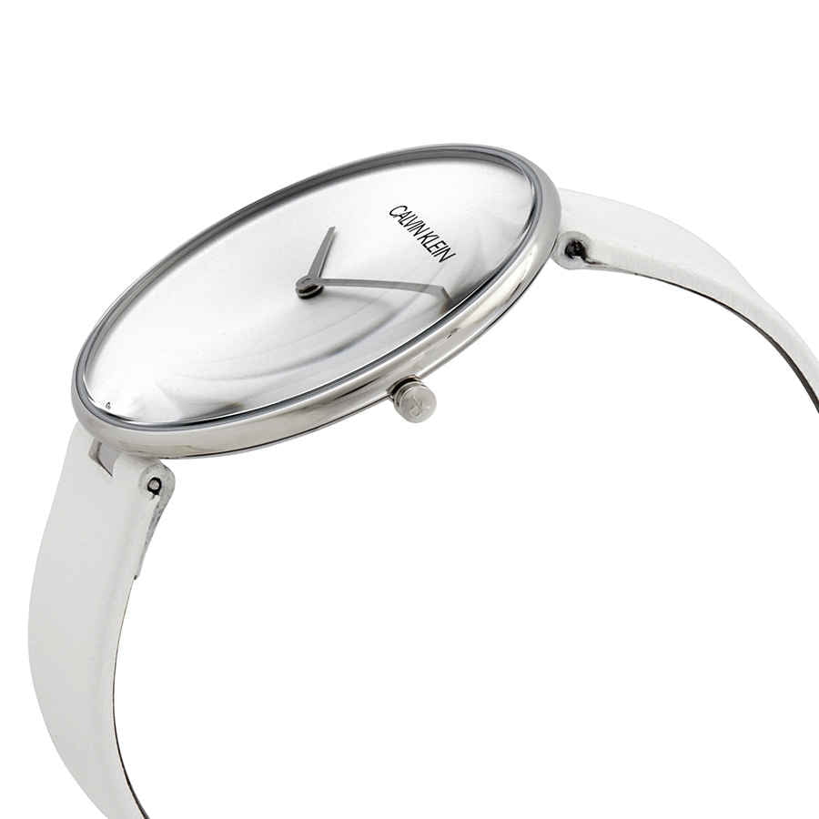 Calvin Klein Full Moon White Dial White Leather Strap Watch for Women - K8Y231L6 Watches Calvin Klein   