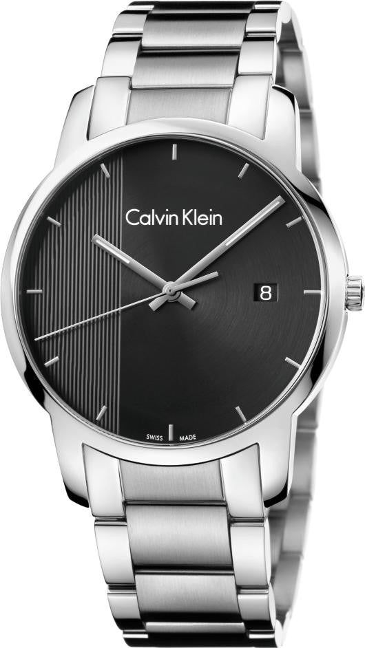 Calvin Klein City Chronograph Black Dial Silver Steel Strap Watch for Men - K2G2G14Y Watches Calvin Klein   