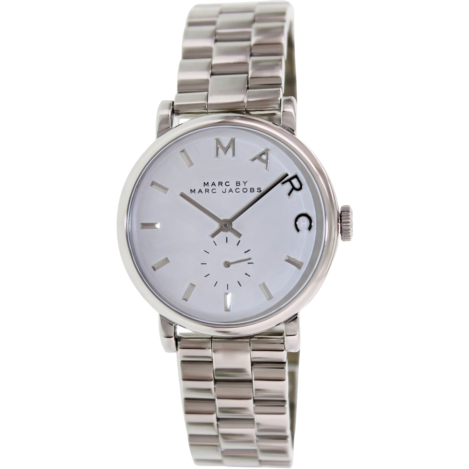 Marc Jacobs Baker White Dial Silver Stainless Steel Strap Watch for Women - MBM3242 Watches Marc Jacobs   