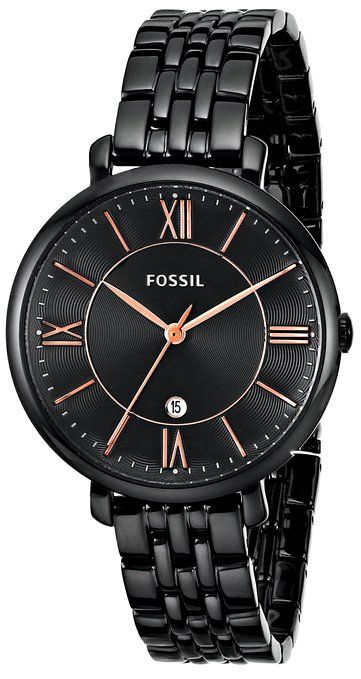 Fossil Jacqueline Black Dial Black Mesh Bracelet Watch for Women - ES3614 Watches Fossil   