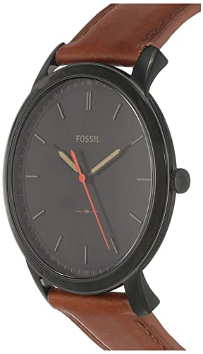 Fossil The Minimalist Black Dial Brown Leather Strap Watch for Men - FS5305 Watches Fossil   