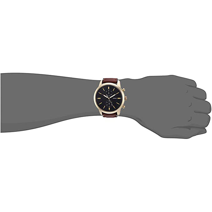 Fossil Townsman Chronograph Black Dial Brown Leather Strap Watch for Men - FS5338 Watches Fossil   