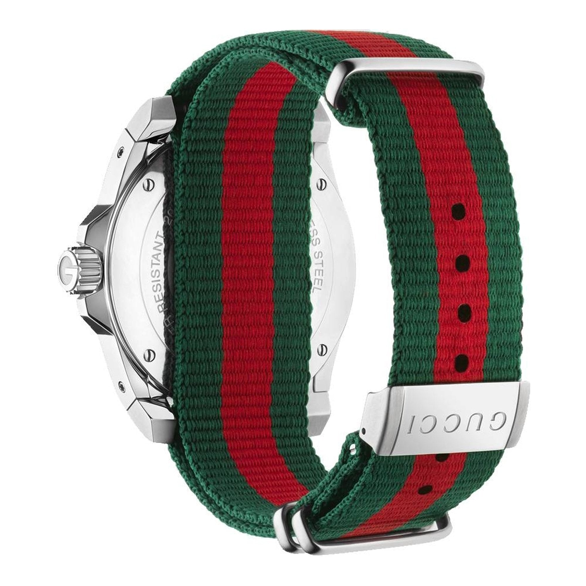 Gucci Dive White Dial Red & Green Nylon Strap Watch For Men - YA136207 Watches Gucci   