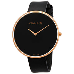 Calvin Klein Full Moon Black Dial Black Leather Strap Watch for Women - K8Y236C1 Watches Calvin Klein   