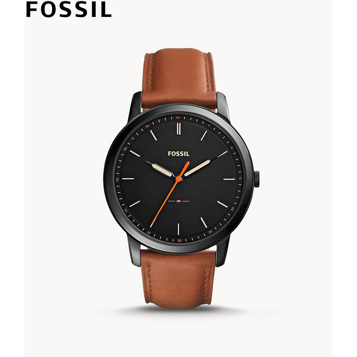 Fossil The Minimalist Black Dial Brown Leather Strap Watch for Men - FS5305 Watches Fossil   