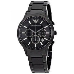 Emporio Armani Classic Chronograph Black Dial Black Stainless Steel Strap Watch For Men - AR2453 Watches Emporio Armani   