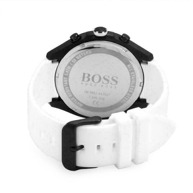 Hugo Boss Velocity Black Dial White Rubber Strap Watch for Men - 1513718 Watches Hugo Boss   