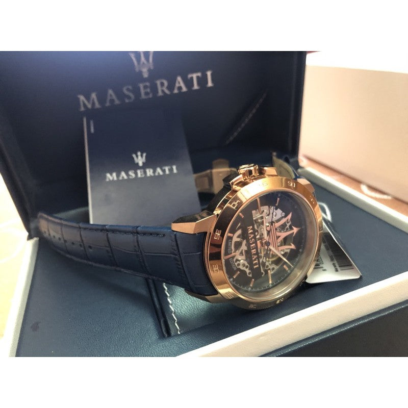 Maserati Automatic Blue Dial Stainless Steel Blue Leather Strap Watch For Men - R8821119005 Watches Maserati   