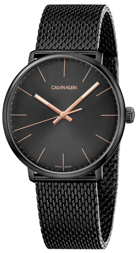 Calvin Klein High Noon Quartz Black Dial Black Mesh Bracelet Watch for Men - K8M21421 Watches Calvin Klein   