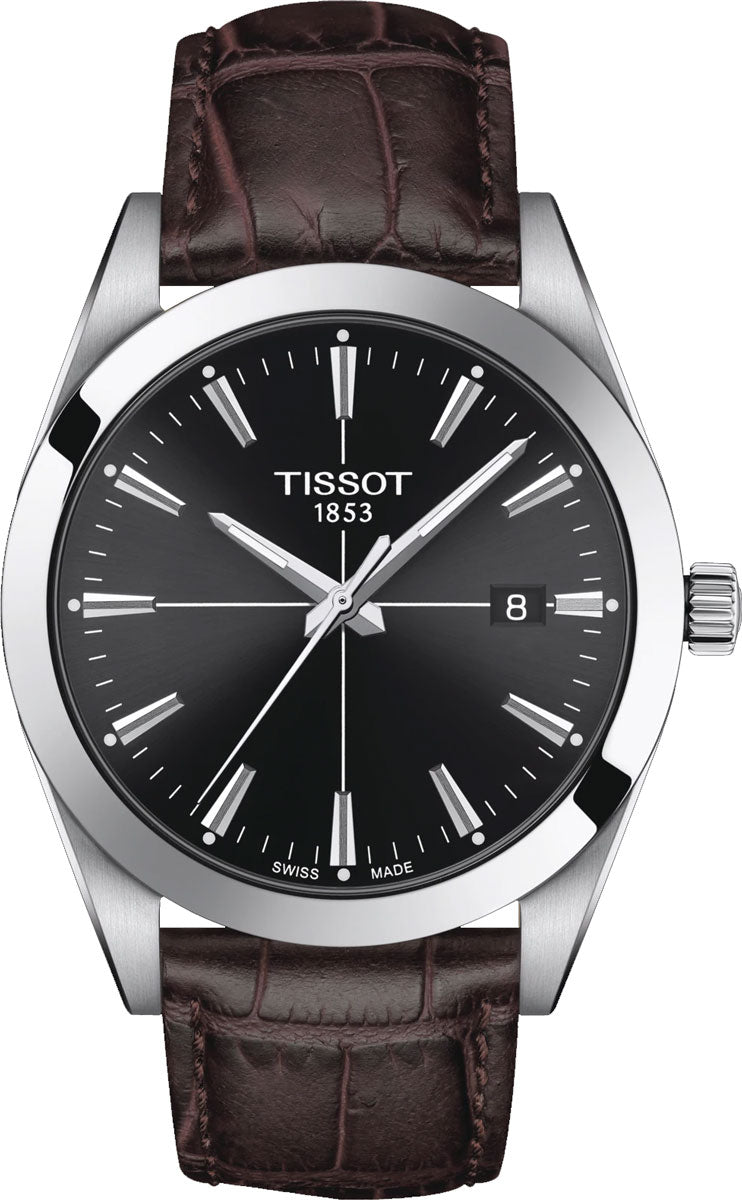 Tissot Gentlemen Black Dial Brown Leather Strap Watch for Men - T127.410.16.051.01 Watches Tissot   