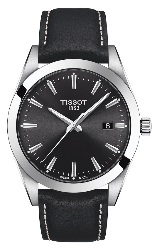 Tissot Gentleman Black Dial Leather Strap Watch For Men - T127.410.16.051.00 Watches Tissot   