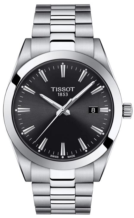 Tissot Gentleman Black Dial Silver Steel Strap Watch For Men - T127.410.11.051.00 Watches Tissot   