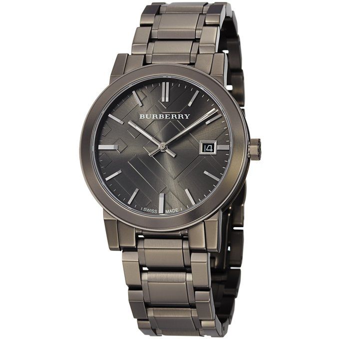 Burberry The City Gunmetal Dial Stainless Steel Strap Watch for Men - BU9007 Watches Burberry   