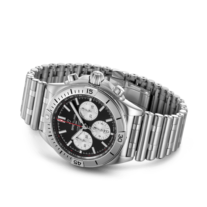 Breitling Chronomat B01 42mm Black Dial Silver Steel Strap Watch for Men - AB0134101B1A1 Watches Breitling   