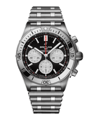 Breitling Chronomat B01 42mm Black Dial Silver Steel Strap Watch for Men - AB0134101B1A1 Watches Breitling   