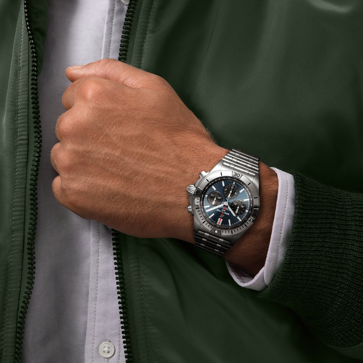 Breitling Chronomat B01 42mm Blue Dial Silver Steel Strap Watch for Men - AB0134101C1A1 Watches Breitling   