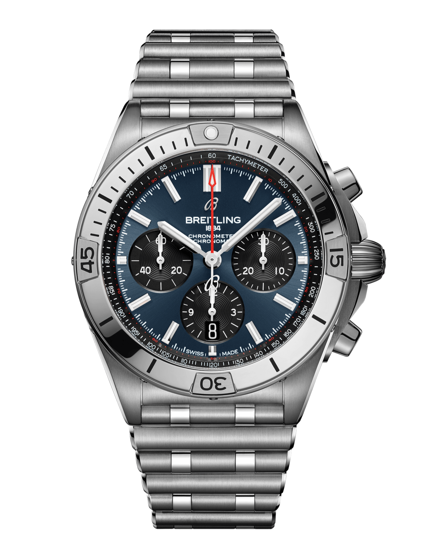 Breitling Chronomat B01 42mm Blue Dial Silver Steel Strap Watch for Men - AB0134101C1A1 Watches Breitling   