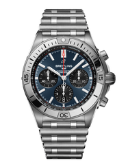 Breitling Chronomat B01 42mm Blue Dial Silver Steel Strap Watch for Men - AB0134101C1A1 Watches Breitling   