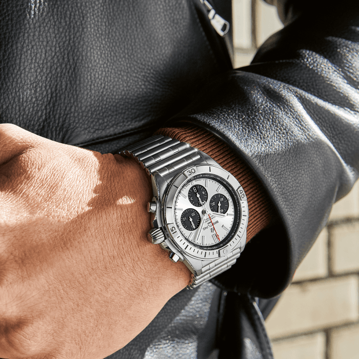 Breitling Chronomat B01 42mm Silver Dial Silver Steel Strap Watch for Men - AB0134101G1A1 Watches Breitling   