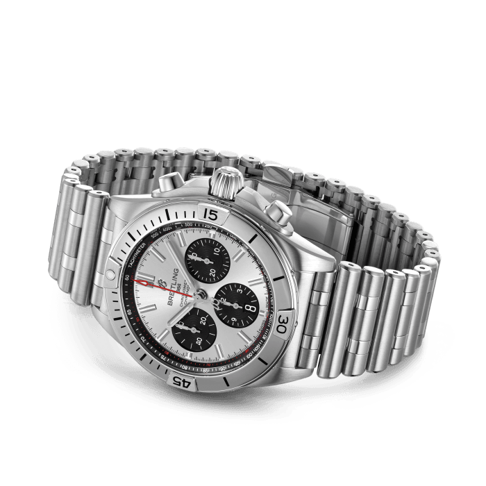 Breitling Chronomat B01 42mm Silver Dial Silver Steel Strap Watch for Men - AB0134101G1A1 Watches Breitling   