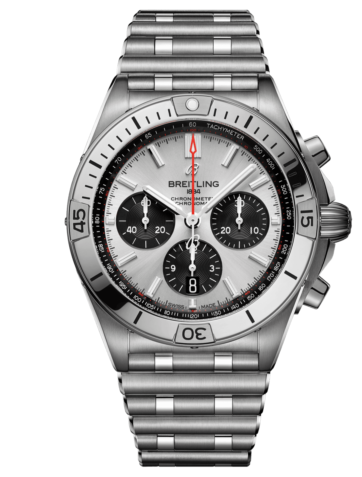 Breitling Chronomat B01 42mm Silver Dial Silver Steel Strap Watch for Men - AB0134101G1A1 Watches Breitling   