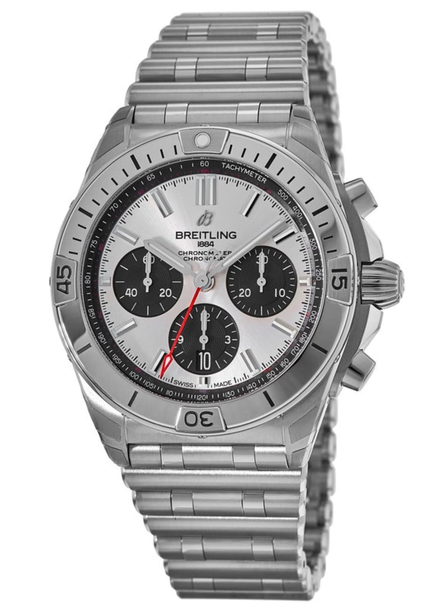 Breitling Chronomat B01 42mm Silver Dial Silver Steel Strap Watch for Men - AB0134101G1A1 Watches Breitling   
