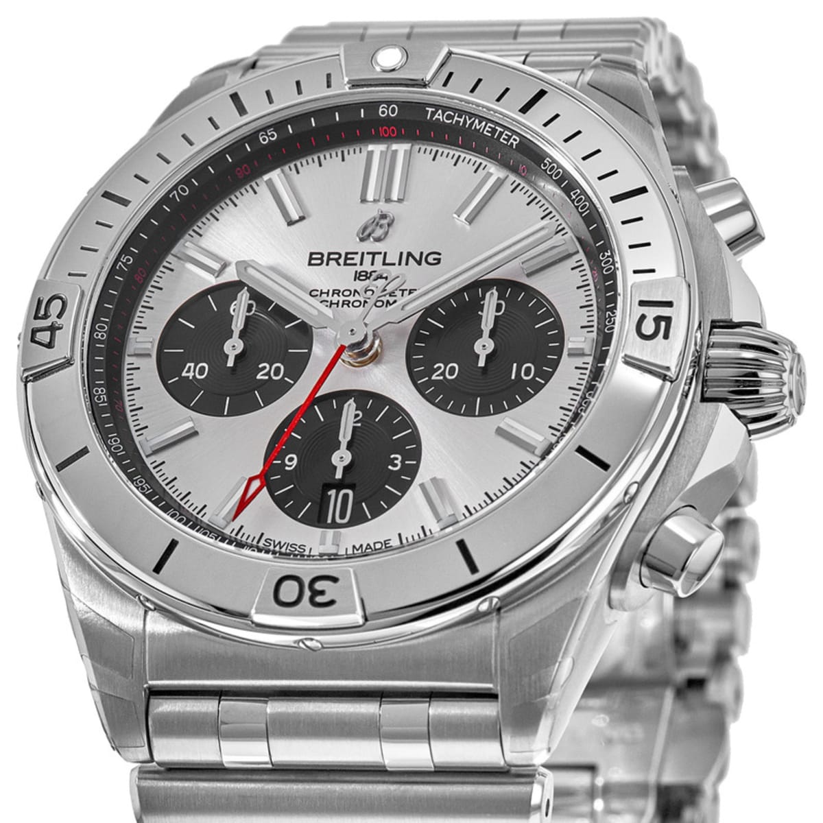 Breitling Chronomat B01 42mm Silver Dial Silver Steel Strap Watch for Men - AB0134101G1A1 Watches Breitling   