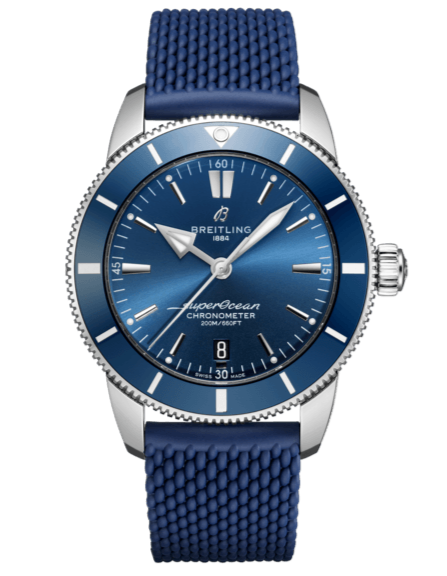 Breitling Superocean Heritage II B20 44mm Blue Dial Blue Rubber Strap Mens Watch - AB2030161C1S1 Watches Breitling   