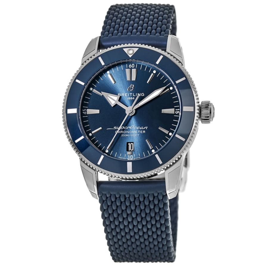 Breitling Superocean Heritage II B20 44mm Blue Dial Blue Rubber Strap Mens Watch - AB2030161C1S1 Watches Breitling   