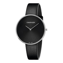 Calvin Klein Full Moon Black Dial Black Leather Strap Watch for Women - K8Y231C1 Watches Calvin Klein   