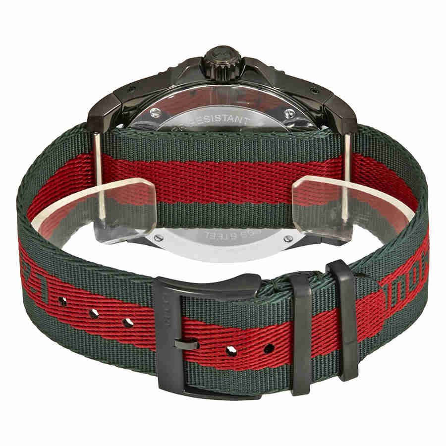 Gucci Dive Green & Red Dial Green & Red Nylon Strap Watch For Men - YA136216 Watches Gucci   