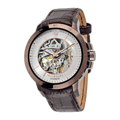 Maserati Ingegno Automatic White Skeleton Dial Brown Leather Strap Watch For Men - R8821119003 Watches Maserati   