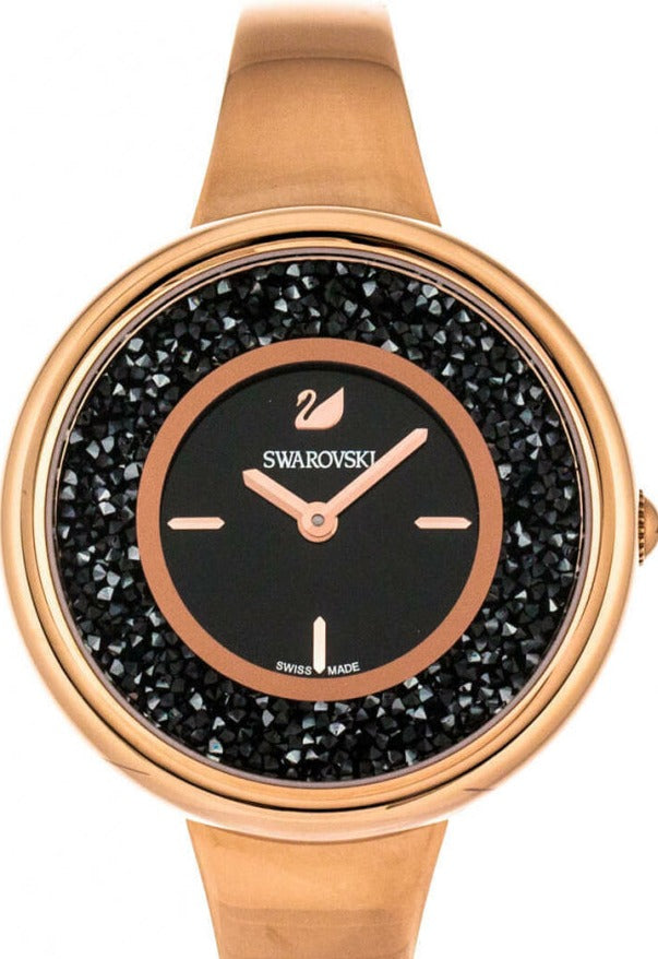 Swarovski Crystalline Pure Black Dial Rose Gold Steel Strap Watch for Women - 5295334 Watches Swarovski   