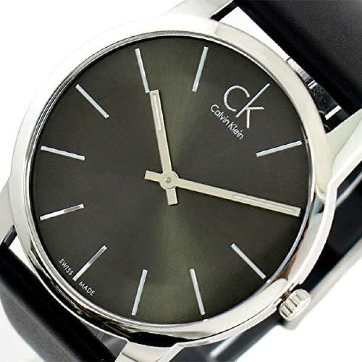 Calvin Klein City Black Dial Black Leather Strap Watch for Men - K2G21107 Watches Calvin Klein   