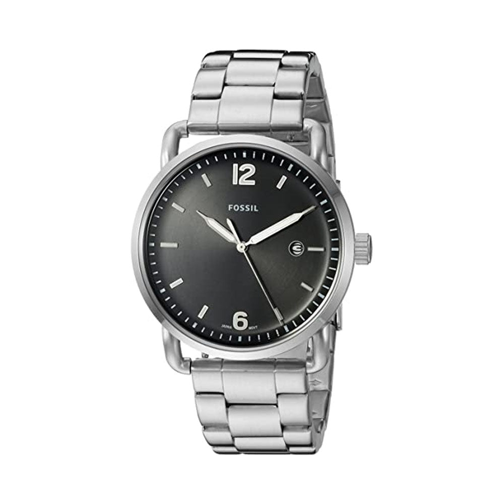 Fossil The Commuter Black Dial Silver Steel Strap Watch for Men - FS5391 Watches Fossil   