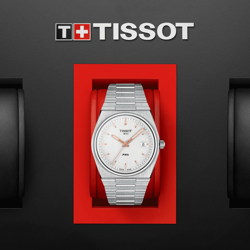 Tissot PRX 40mm Quartz Silver Dial Stainless Steel Strap Watch for Men - T137.410.11.031.00 Watches Tissot   