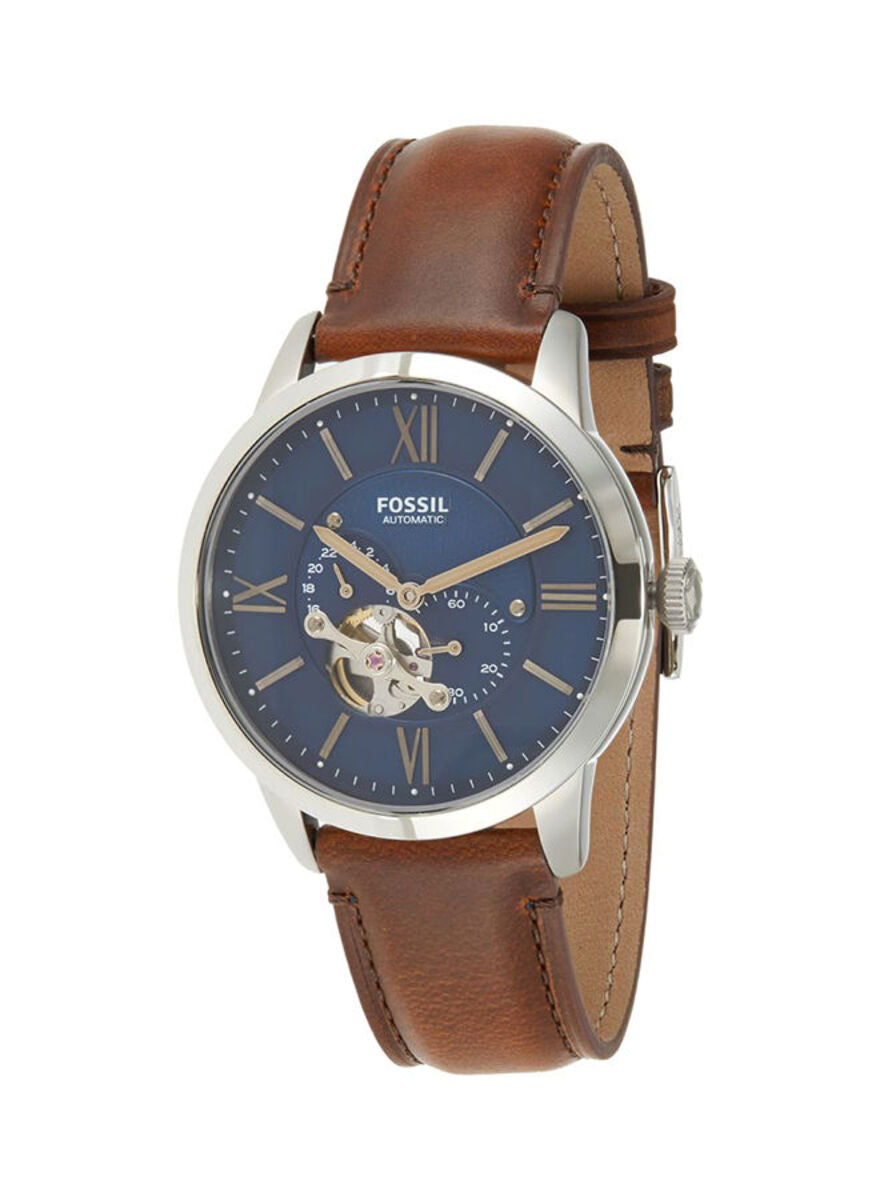 Fossil Townsman Automatic Blue Dial Brown Leather Strap Watch for Men - ME3110 Watches Fossil   