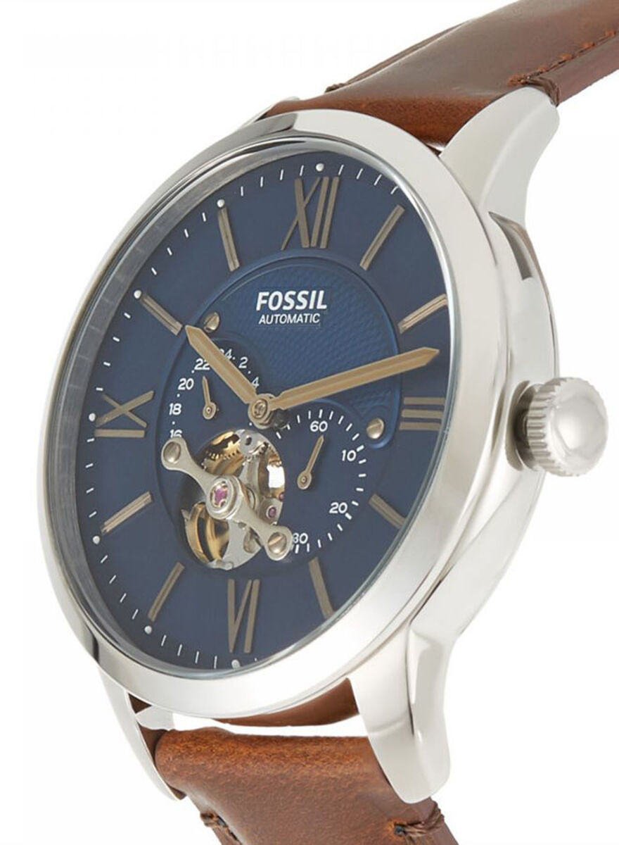 Fossil Townsman Automatic Blue Dial Brown Leather Strap Watch for Men - ME3110 Watches Fossil   