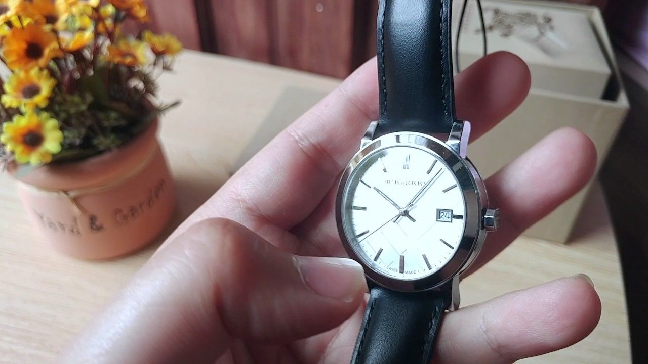 Burberry The City White Dial Black Leather Strap Watch for Men - BU9008 Watches Burberry   