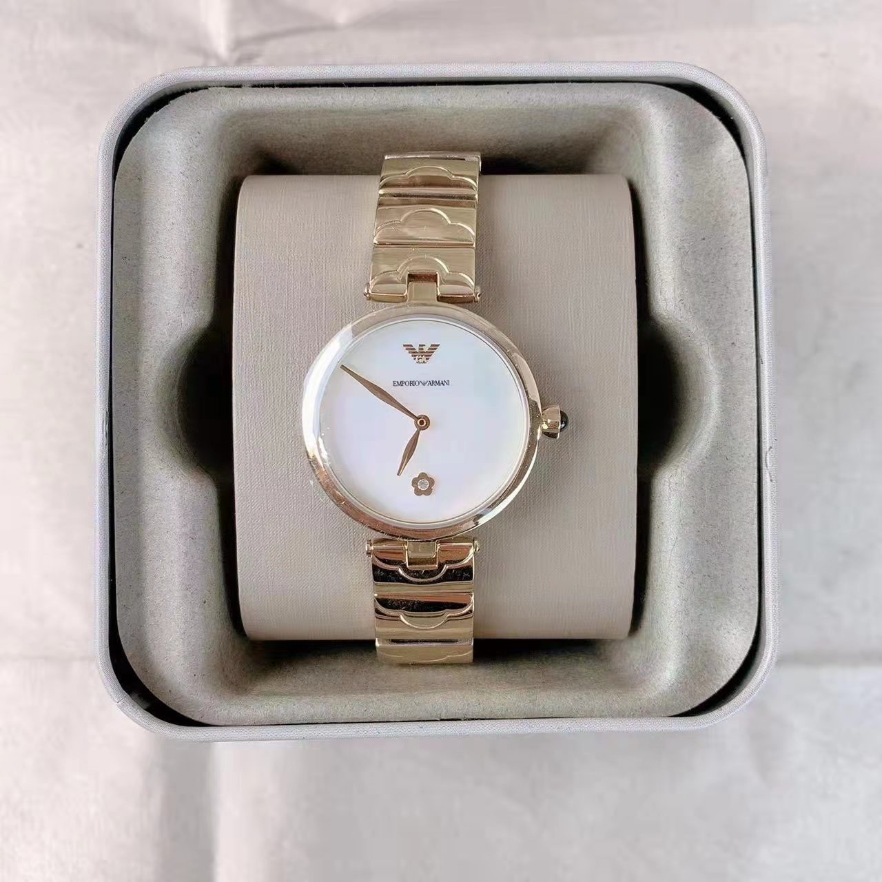 Emporio Armani Arianna Mother of Pearl Dial Gold Stainless Steel Watch For Women - AR11198 Watches Emporio Armani   