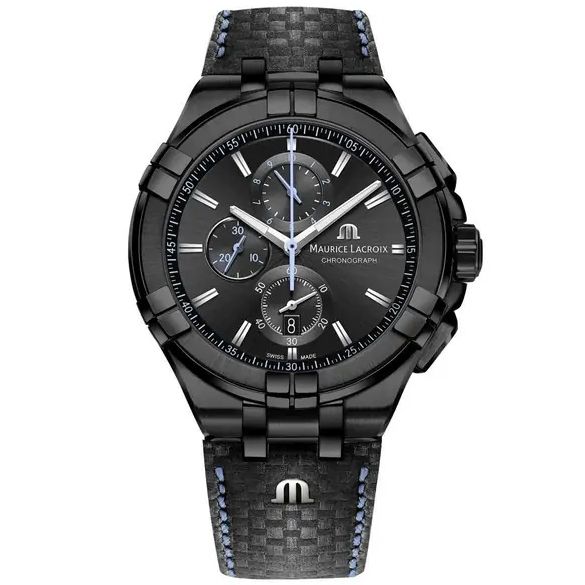 Maurice Lacroix Aikon Chronograph Limited Edition Black Dial Black Leather Strap Watch for Men - AI1018-PVB01-337-1 Watches Maurice Lacroix   