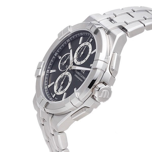 Maurice Lacroix Aikon Chronograph Black Dial Silver Steel Strap Watch for Men - AI1018-SS002-330-1 Watches Maurice Lacroix   