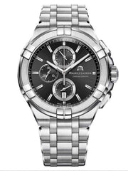 Maurice Lacroix Aikon Chronograph Black Dial Silver Steel Strap Watch for Men - AI1018-SS002-330-1 Watches Maurice Lacroix   