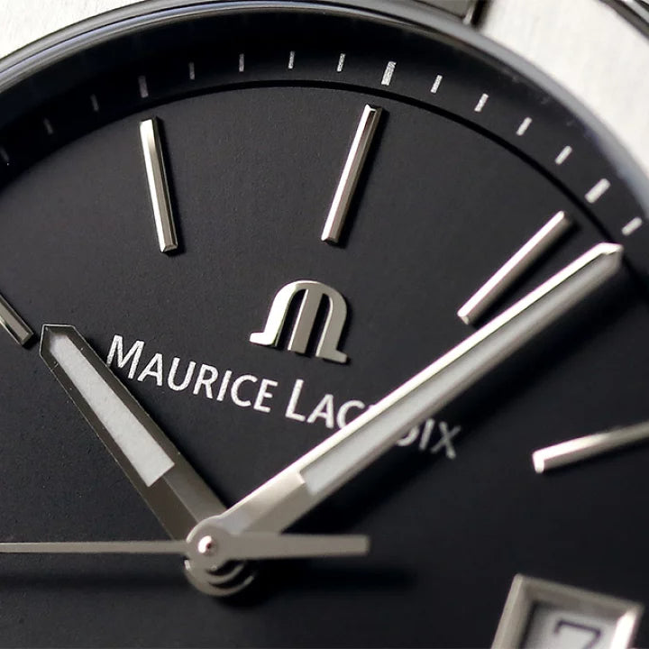 Maurice Lacroix Aikon Date Quartz Black Dial Silver Steel Strap Watch for Men - AI1108-SS002-330-1 Watches Maurice Lacroix   