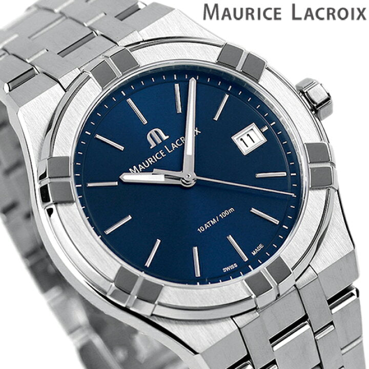 Maurice Lacroix Aikon Date Blue Dial Silver Steel Strap Watch for Men - AI1108-SS002-430-1 Watches Maurice Lacroix   